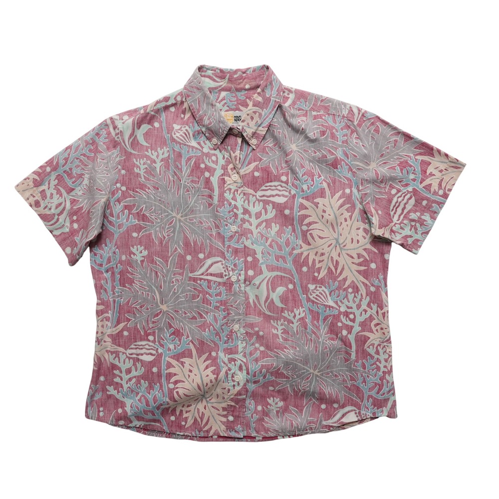 Reyn Spooner‎ Aloha Shirt Mens Small Red Coral Reef Reverse Print Hawaii